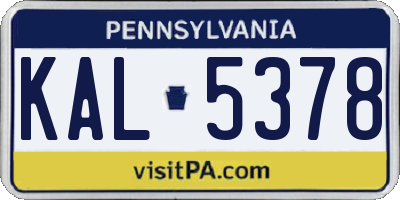 PA license plate KAL5378