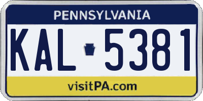 PA license plate KAL5381