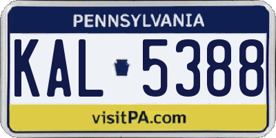 PA license plate KAL5388