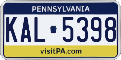 PA license plate KAL5398