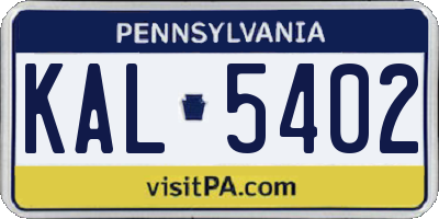 PA license plate KAL5402
