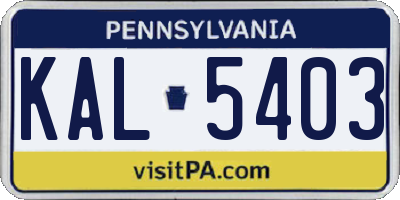 PA license plate KAL5403
