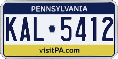 PA license plate KAL5412