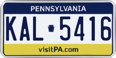 PA license plate KAL5416