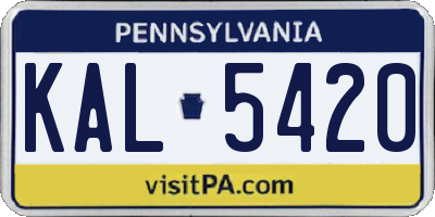PA license plate KAL5420