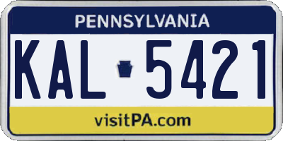 PA license plate KAL5421
