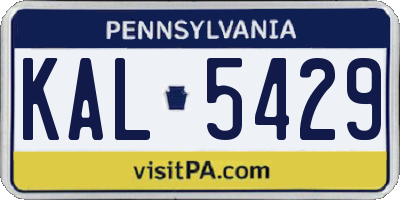 PA license plate KAL5429