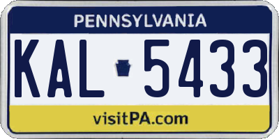 PA license plate KAL5433