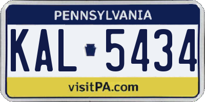 PA license plate KAL5434