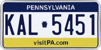 PA license plate KAL5451