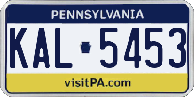 PA license plate KAL5453