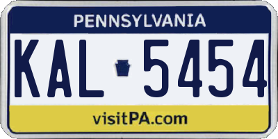 PA license plate KAL5454