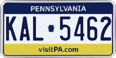 PA license plate KAL5462