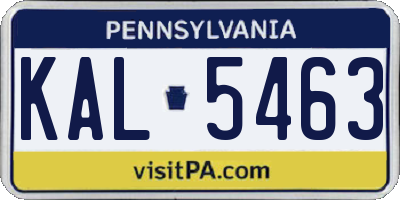 PA license plate KAL5463