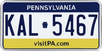 PA license plate KAL5467