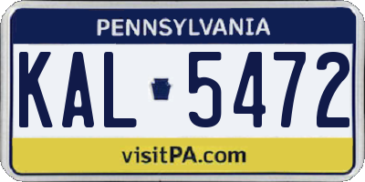 PA license plate KAL5472