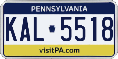 PA license plate KAL5518