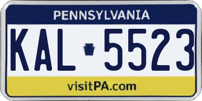 PA license plate KAL5523