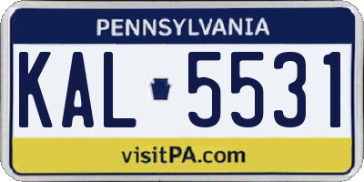 PA license plate KAL5531