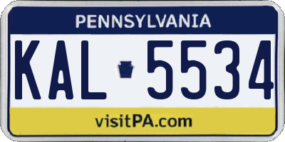 PA license plate KAL5534