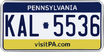 PA license plate KAL5536