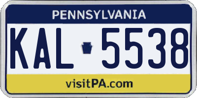 PA license plate KAL5538