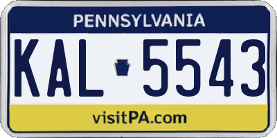 PA license plate KAL5543
