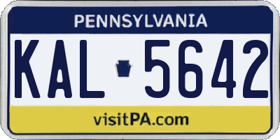 PA license plate KAL5642