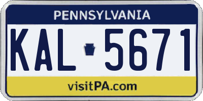 PA license plate KAL5671