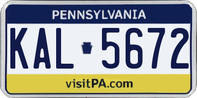 PA license plate KAL5672