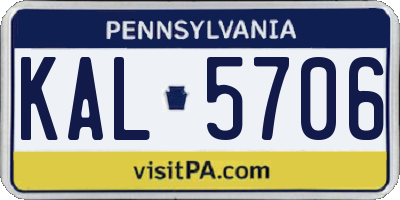 PA license plate KAL5706