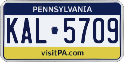 PA license plate KAL5709