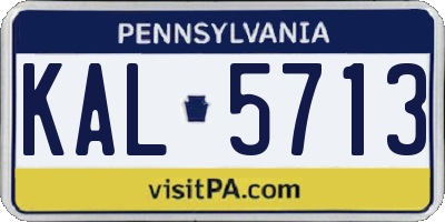 PA license plate KAL5713