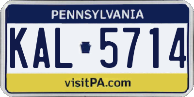PA license plate KAL5714