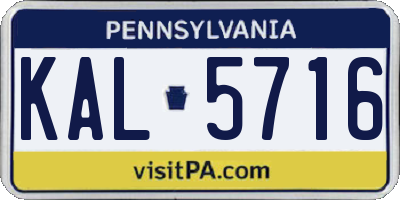 PA license plate KAL5716