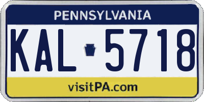 PA license plate KAL5718