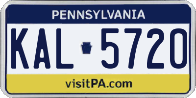 PA license plate KAL5720