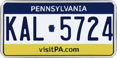 PA license plate KAL5724