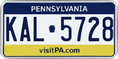 PA license plate KAL5728