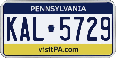 PA license plate KAL5729