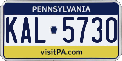 PA license plate KAL5730