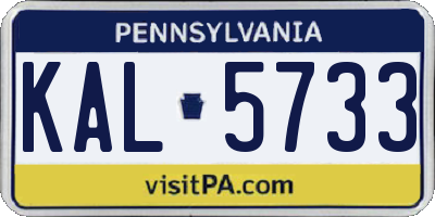 PA license plate KAL5733