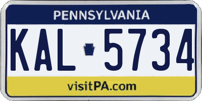 PA license plate KAL5734