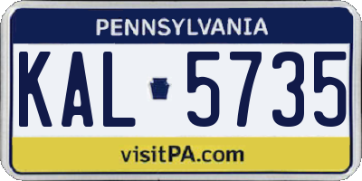 PA license plate KAL5735
