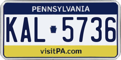 PA license plate KAL5736