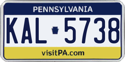 PA license plate KAL5738