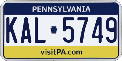 PA license plate KAL5749