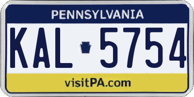 PA license plate KAL5754