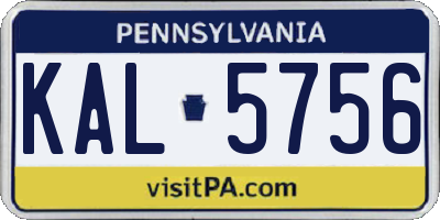 PA license plate KAL5756
