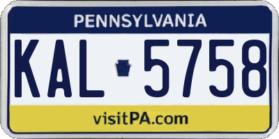 PA license plate KAL5758